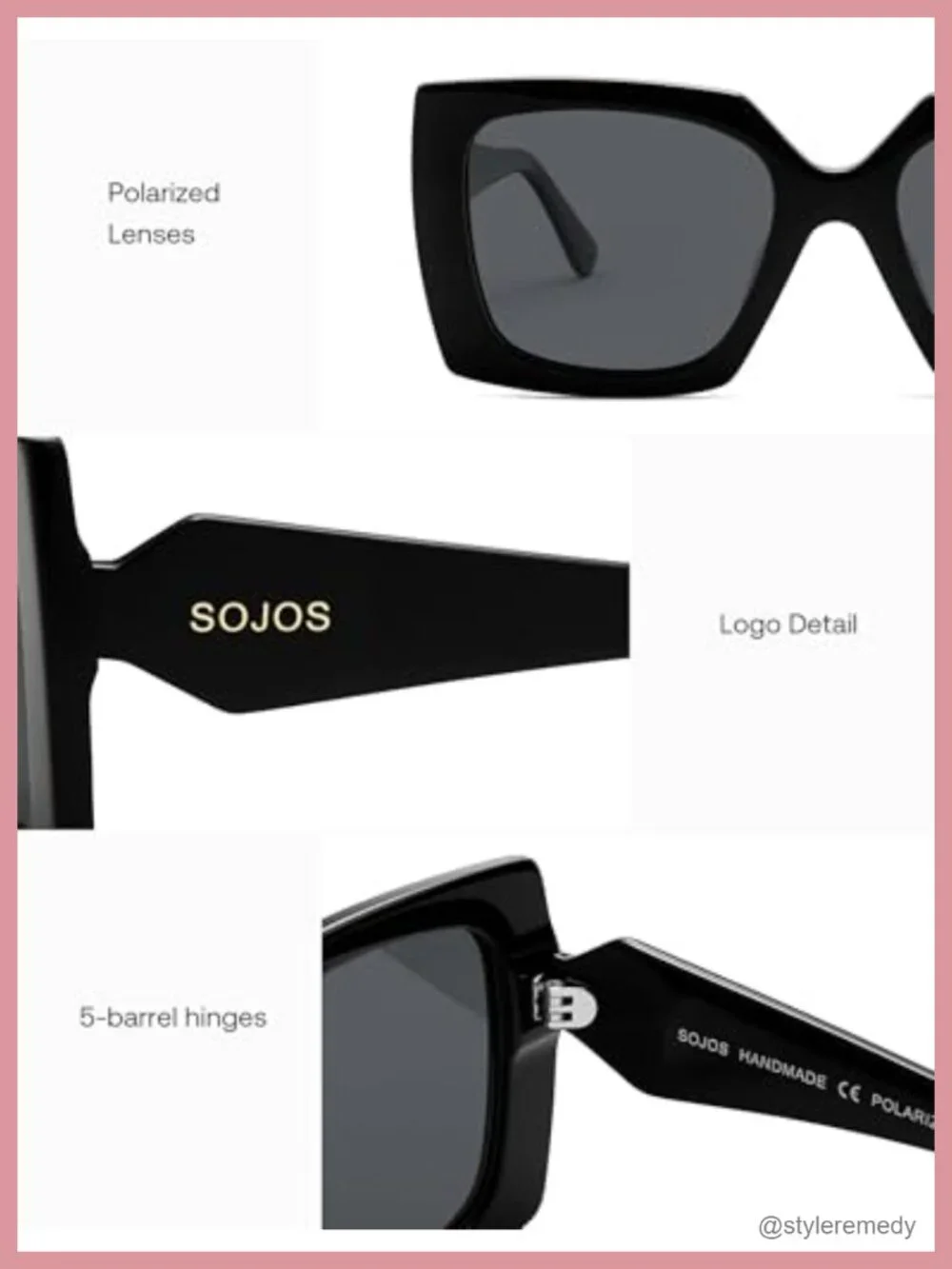 Oversized Polarized Square Acetate Sunglasses UV400